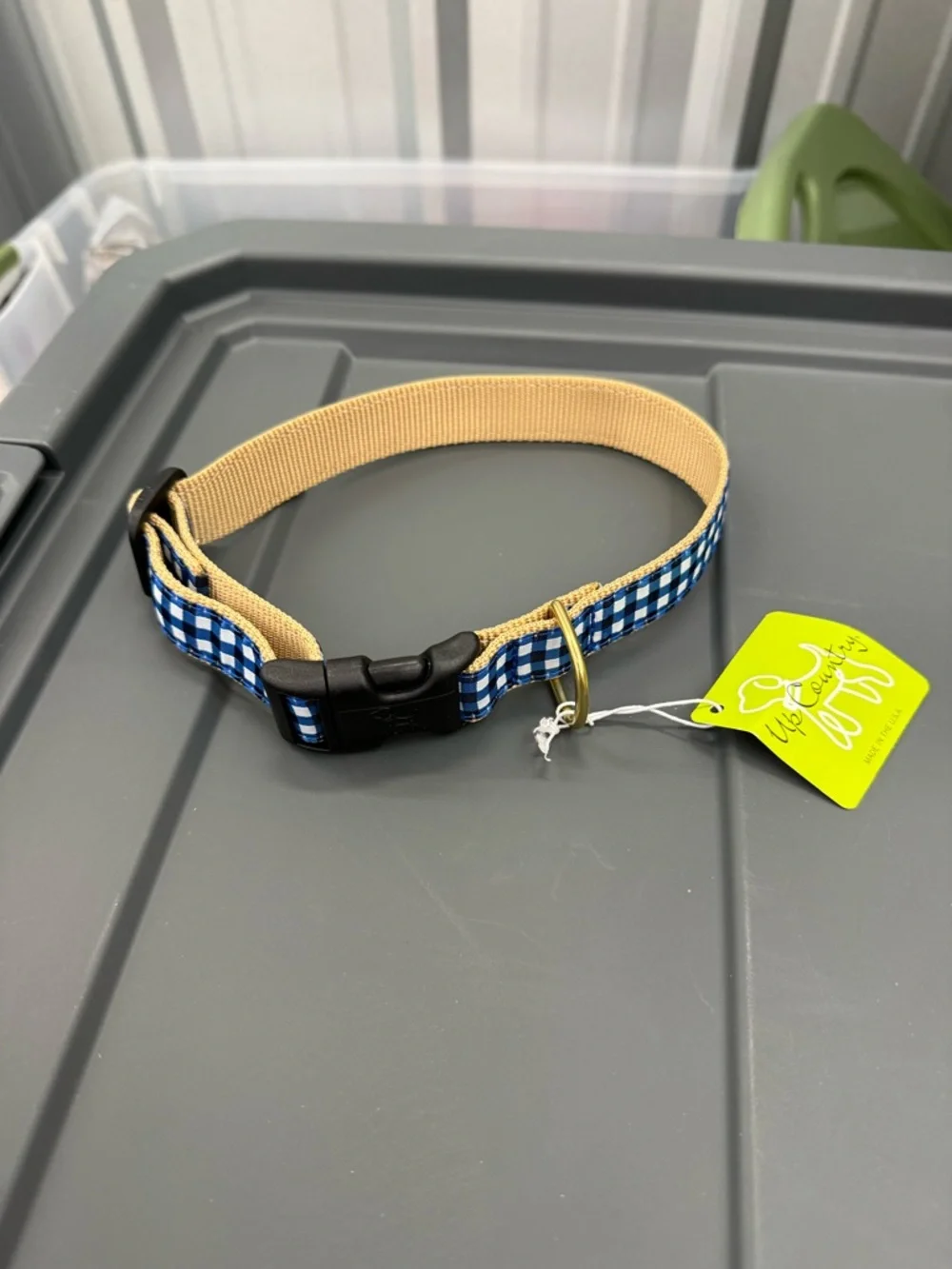 Up Country Blue Gingham Dog Collar - Multiple Sizes